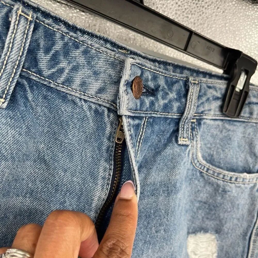Arizona Jean Co High Rise Distressed Denim Shorts Juniors 11 Blue Cutoff - Picture 7 of 14